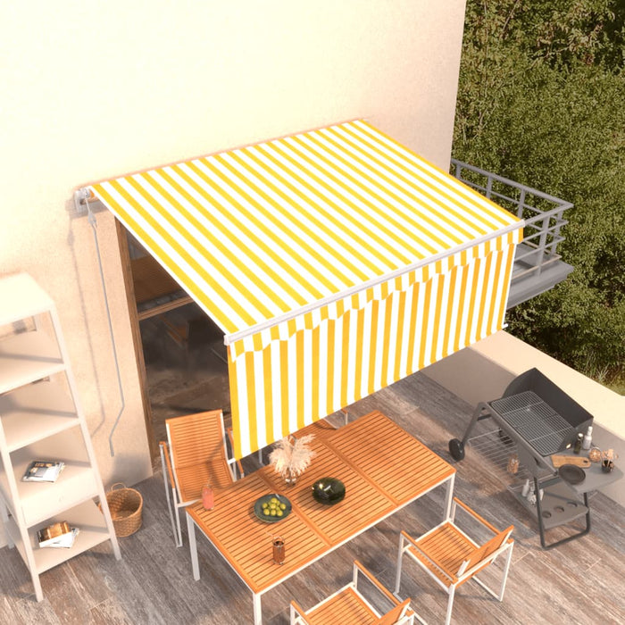 Copertină retractabilă automat cu stor, galben & alb, 3x2,5 m - WALTI WALTI