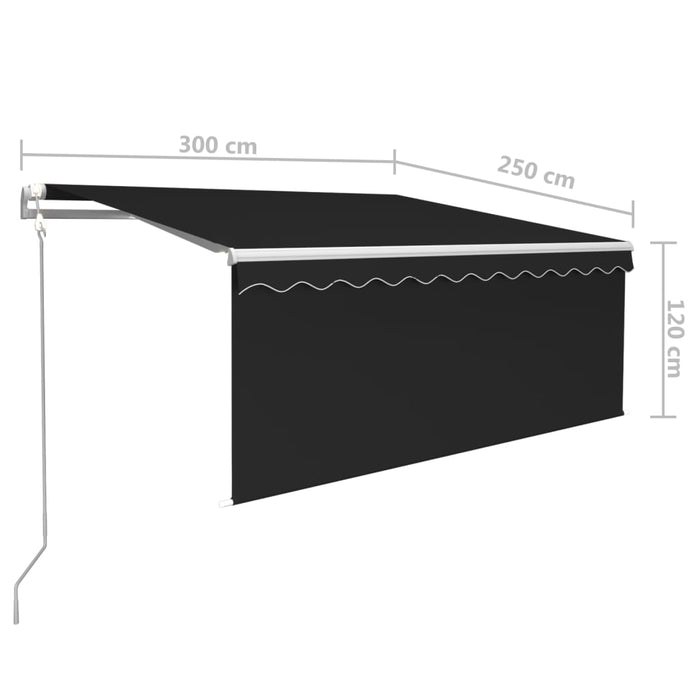 Copertină retractabilă automat cu stor, antracit, 3x2,5 m - WALTI WALTI
