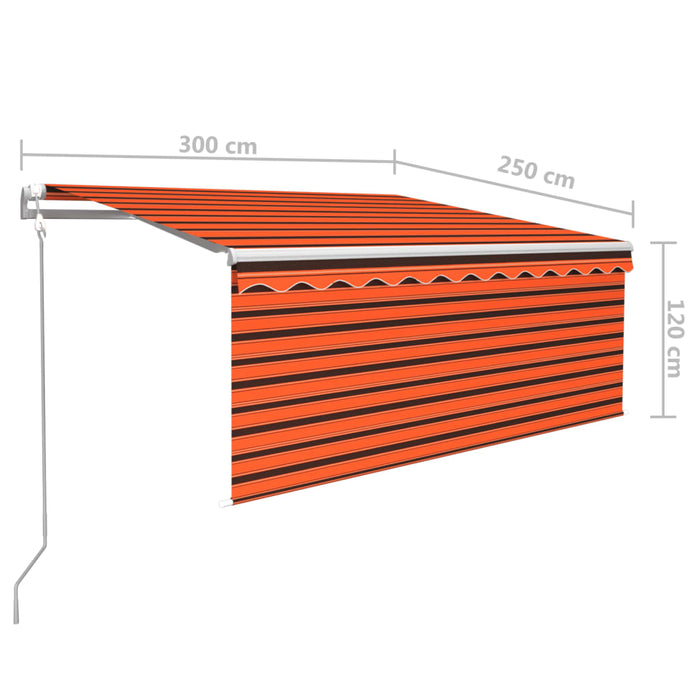 Copertină retractabilă automat cu stor portocaliu&maro 3x2,5 m - WALTI WALTI