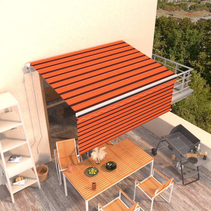 Copertină retractabilă automat cu stor portocaliu&maro 3x2,5 m - WALTI WALTI