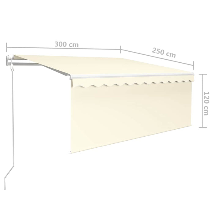 Copertină automată cu stor & senzor vânt & LED, crem, 3x2,5 m - WALTI WALTI