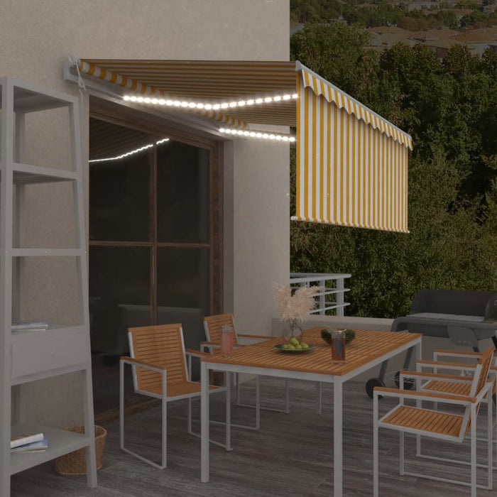 Copertină automată cu stor&LED&senzor vânt galben&alb 3x2,5 m - WALTI WALTI