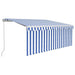 Copertină retractabilă manual cu stor, albastru&alb, 3,5x2,5 m - WALTI WALTI
