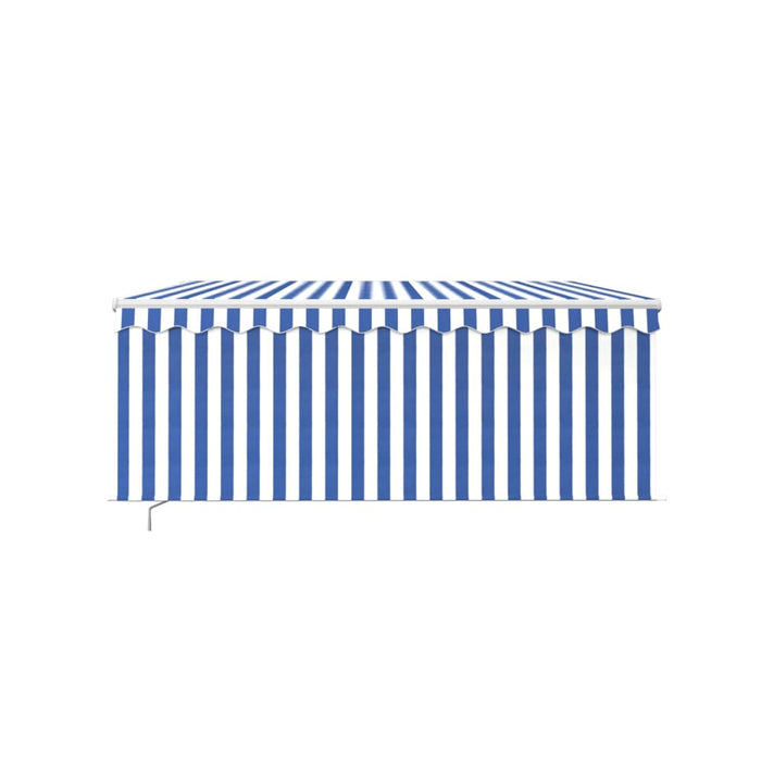 Copertină retractabilă manual cu stor, albastru&alb, 3,5x2,5 m - WALTI WALTI