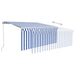 Copertină retractabilă manual cu stor, albastru&alb, 3,5x2,5 m - WALTI WALTI
