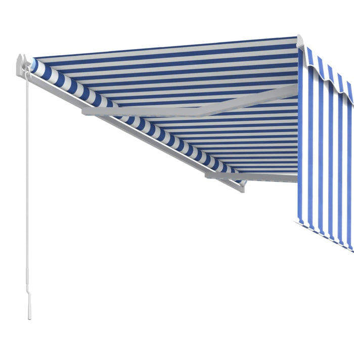 Copertină retractabilă manual cu stor, albastru&alb, 3,5x2,5 m - WALTI WALTI