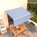 Copertină retractabilă manual cu stor, albastru&alb, 3,5x2,5 m - WALTI WALTI