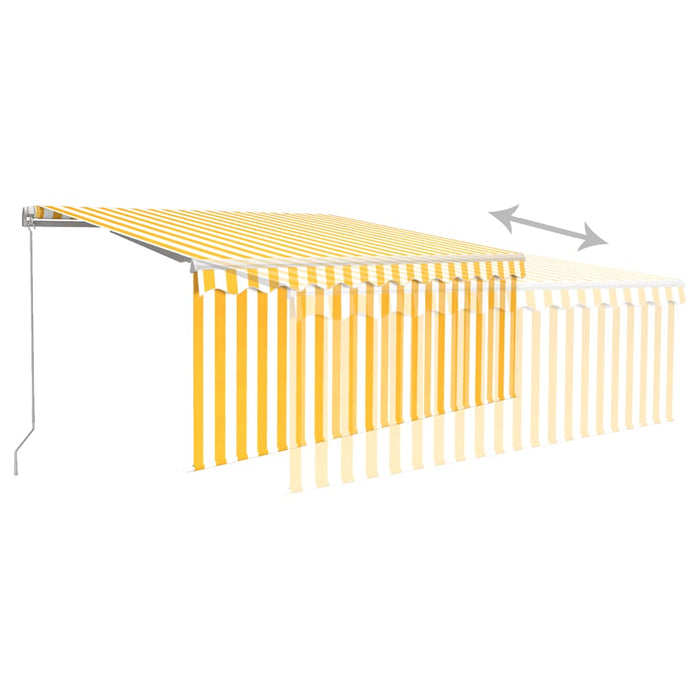 Copertină retractabilă manual cu stor, galben&alb, 3,5x2,5 m - WALTI WALTI