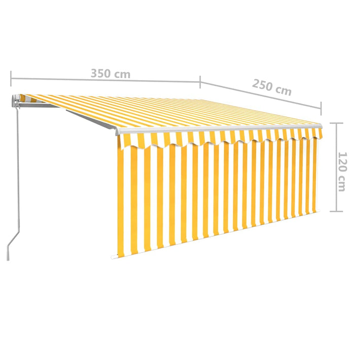 Copertină retractabilă manual cu stor, galben&alb, 3,5x2,5 m - WALTI WALTI