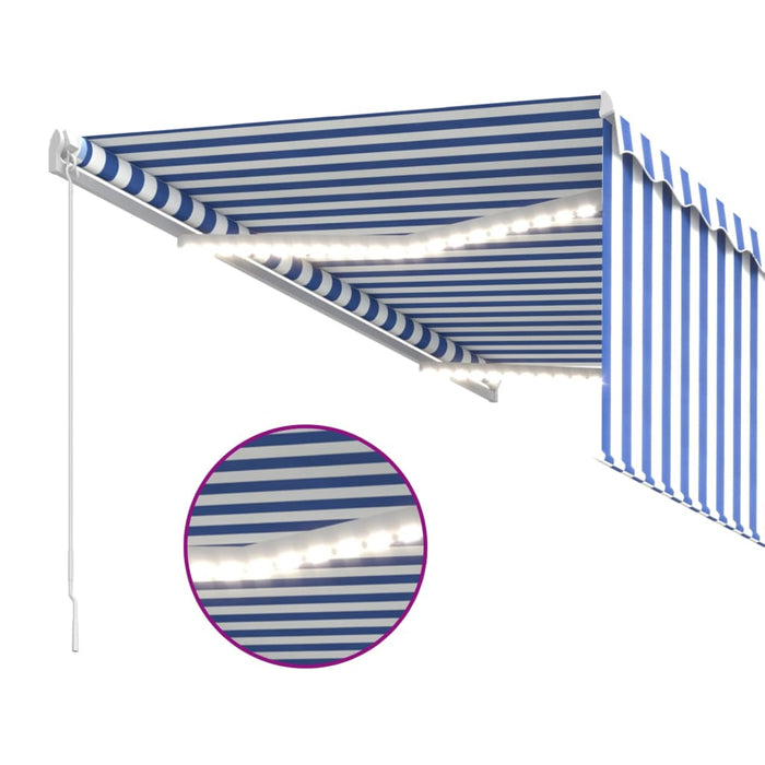 Copertină retractabilă manual cu stor&LED albastru&alb 3,5x2,5m - WALTI WALTI