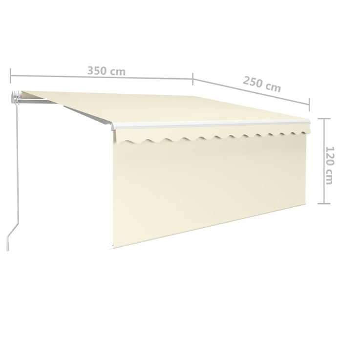 Copertină retractabilă manual cu stor&LED, crem, 3,5x2,5 m - WALTI WALTI