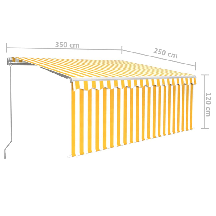 Copertină retractabilă manual cu stor&LED galben&alb 3,5x2,5 m - WALTI WALTI