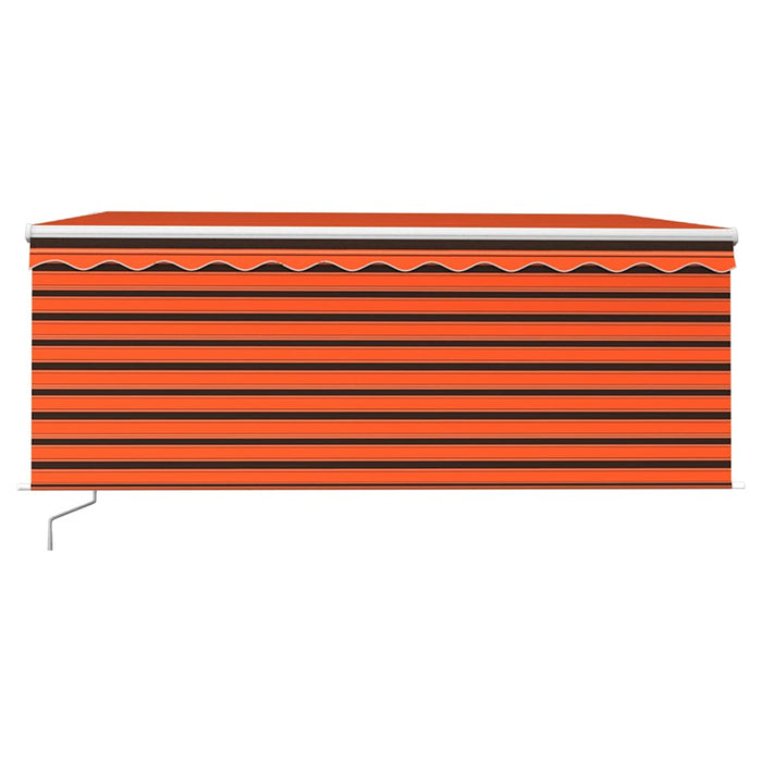 Copertină manuală cu stor&LED, portocaliu&maro, 3,5x2,5 m - WALTI WALTI