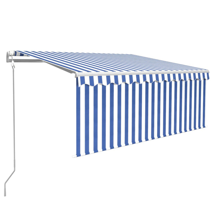 Copertină retractabilă automat cu stor, albastru&alb, 3,5x2,5 m - WALTI WALTI