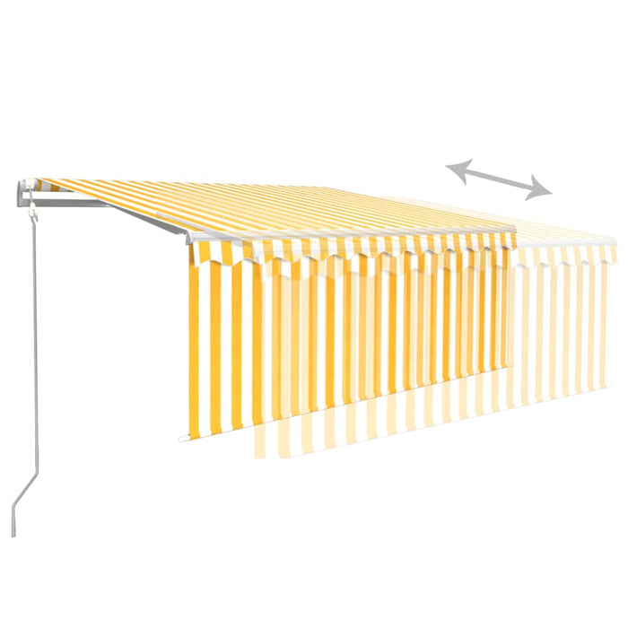 Copertină retractabilă automat cu stor, galben&alb, 3,5x2,5 m - WALTI WALTI