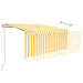 Copertină retractabilă automat cu stor, galben&alb, 3,5x2,5 m - WALTI WALTI