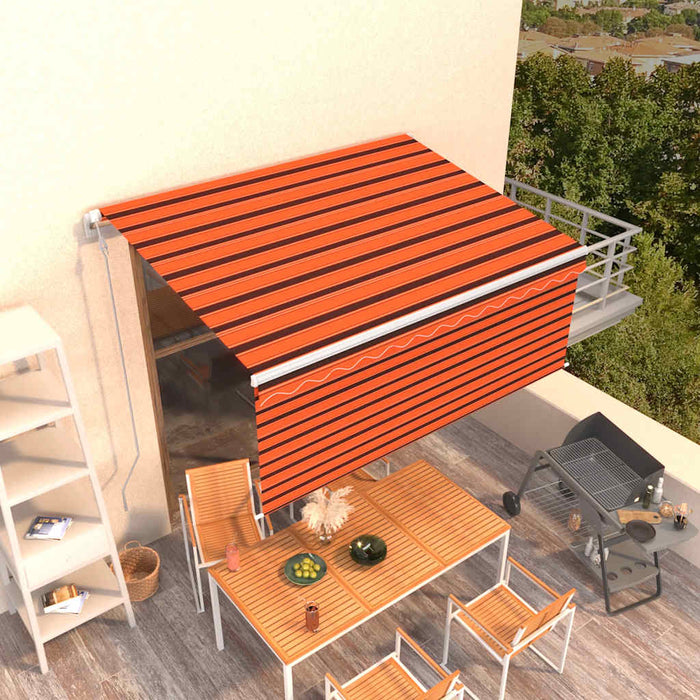 Copertină retractabilă automat cu stor portocaliu&maro 3,5x2,5m - WALTI WALTI