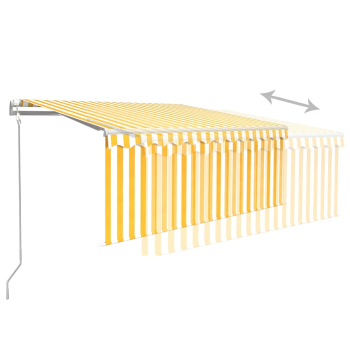 Copertină automată cu stor&LED&senzor vânt galben&alb 3,5x2,5 m - WALTI WALTI