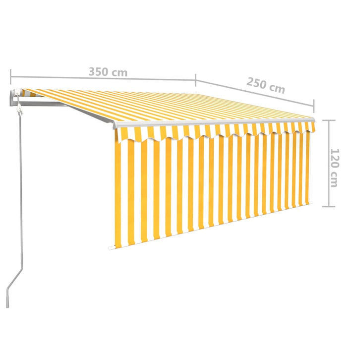 Copertină automată cu stor&LED&senzor vânt galben&alb 3,5x2,5 m - WALTI WALTI