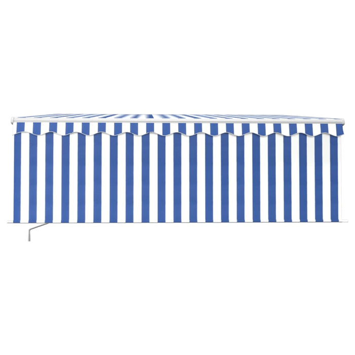 Copertină retractabilă manual cu stor, albastru&alb, 4x3 m - WALTI WALTI