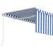 Copertină retractabilă manual cu stor, albastru&alb, 4x3 m - WALTI WALTI