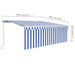 Copertină retractabilă manual cu stor, albastru&alb, 4x3 m - WALTI WALTI