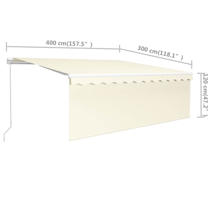 Copertină retractabilă manual cu stor, crem, 4x3 m - WALTI WALTI