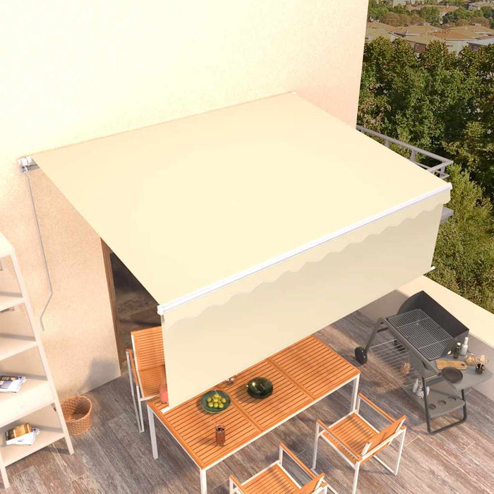 Copertină retractabilă manual cu stor, crem, 4x3 m - WALTI WALTI