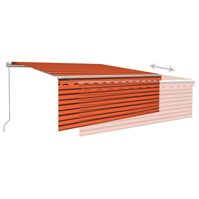 Copertină retractabilă manual cu stor, portocaliu&maro, 4x3 m - WALTI WALTI