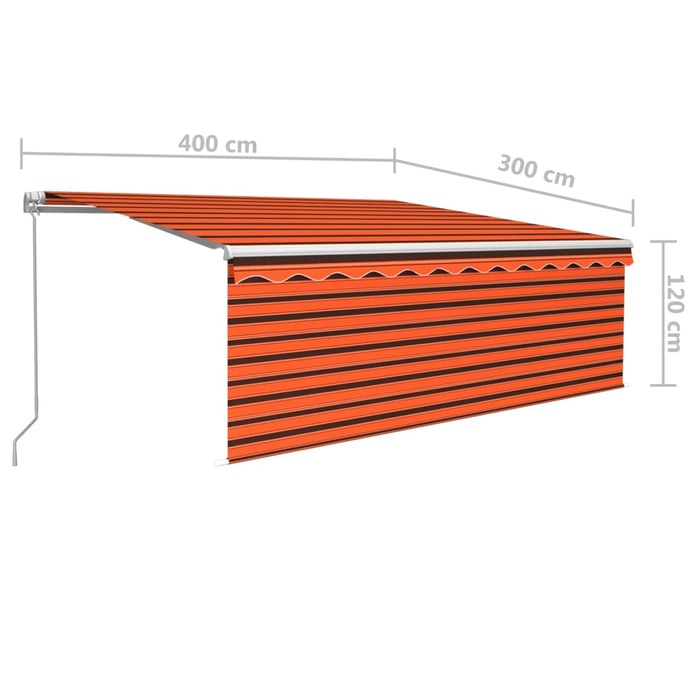 Copertină retractabilă manual cu stor, portocaliu&maro, 4x3 m - WALTI WALTI