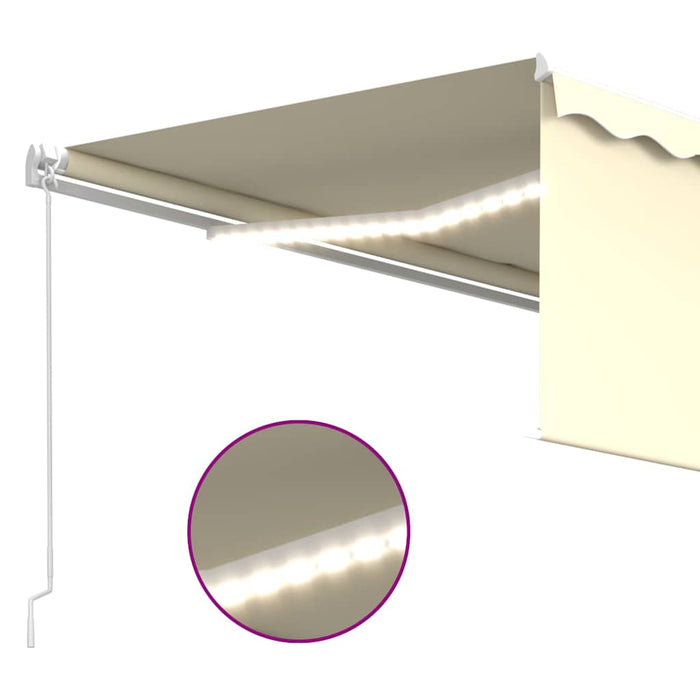 Copertină retractabilă manual cu stor & LED, crem, 4x3 m - WALTI WALTI