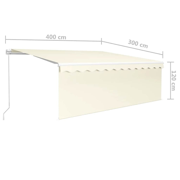 Copertină retractabilă manual cu stor & LED, crem, 4x3 m - WALTI WALTI