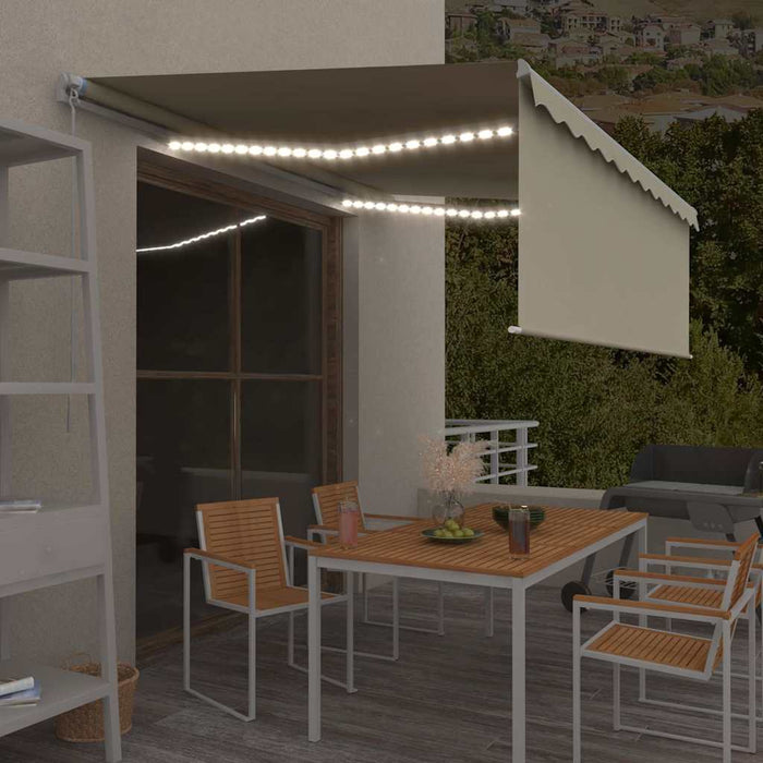 Copertină retractabilă manual cu stor & LED, crem, 4x3 m - WALTI WALTI