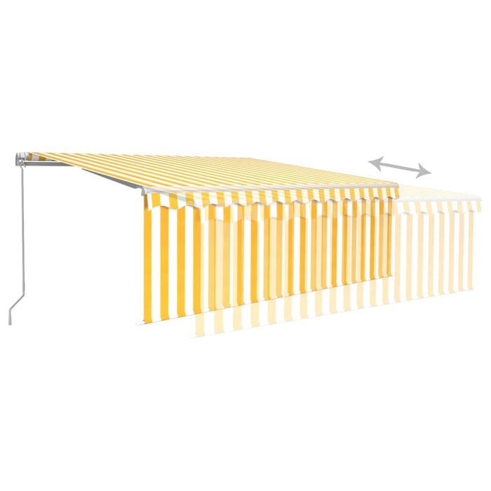 Copertină retractabilă manual cu stor&LED, galben&alb, 4x3 m - WALTI WALTI