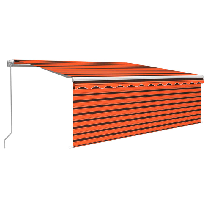 Copertină retractabilă manual cu stor&LED portocaliu&maro 4x3 m - WALTI WALTI