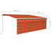Copertină retractabilă manual cu stor&LED portocaliu&maro 4x3 m - WALTI WALTI