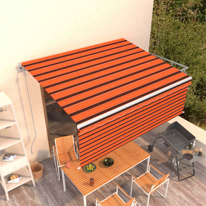Copertină retractabilă automat cu stor, portocaliu&maro, 4x3 m - WALTI WALTI