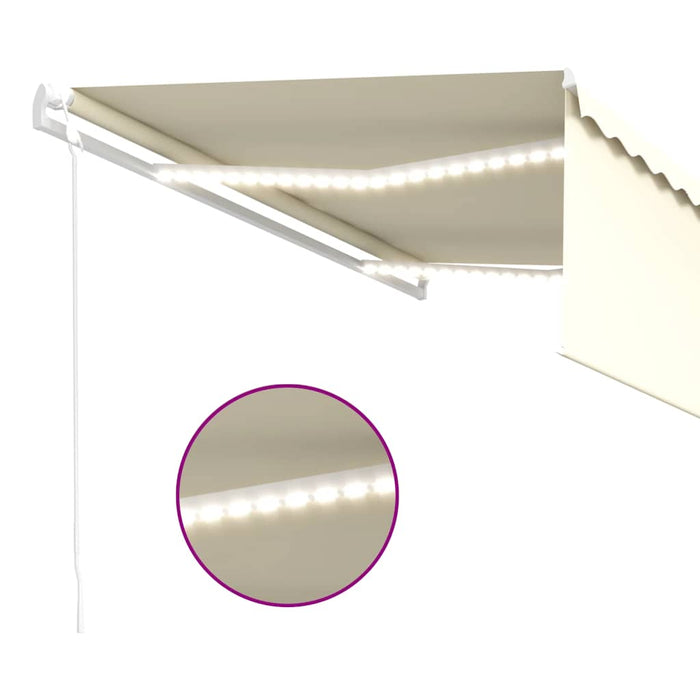 Copertină automată cu stor&senzor vânt&LED, crem, 4x3 m WALTI