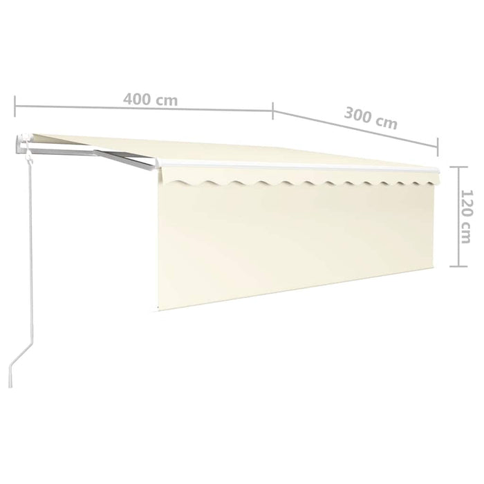 Copertină automată cu stor&senzor vânt&LED, crem, 4x3 m WALTI