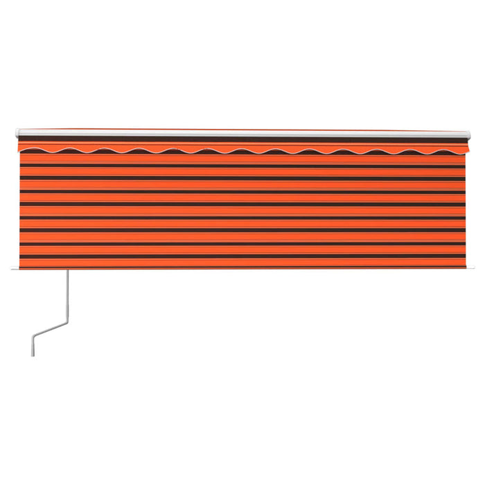 Copertină automată cu stor&senzor vânt&LED portocaliu&maro 4x3m WALTI