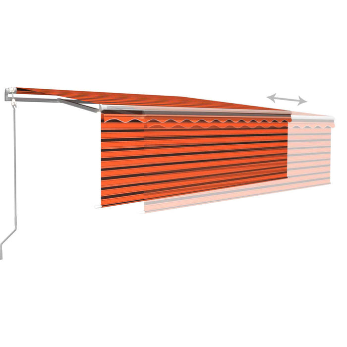 Copertină automată cu stor&senzor vânt&LED portocaliu&maro 4x3m WALTI