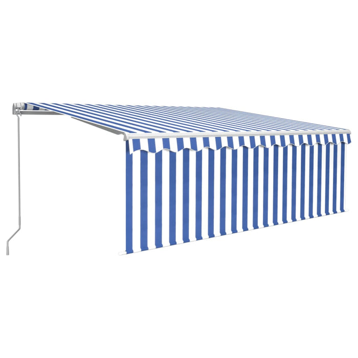 Copertină retractabilă manual cu stor, albastru&alb, 4,5x3 m - WALTI WALTI