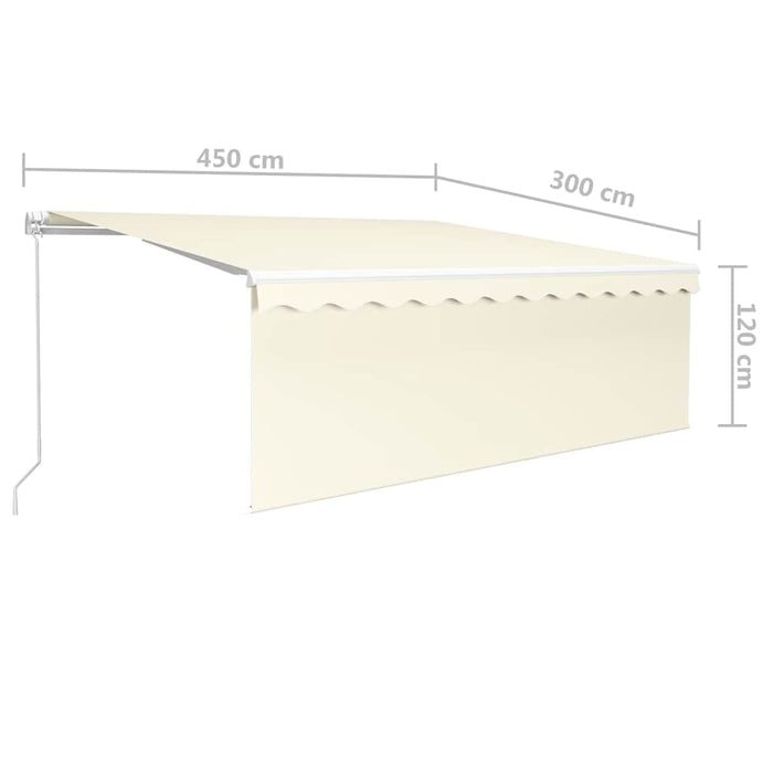 Copertină retractabilă Crem 4,5 × 3 m Poliester WALTI