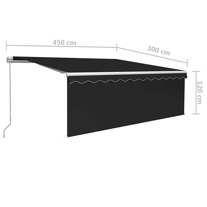 Copertină retractabilă manual cu stor, antracit, 4,5x3 m - WALTI WALTI