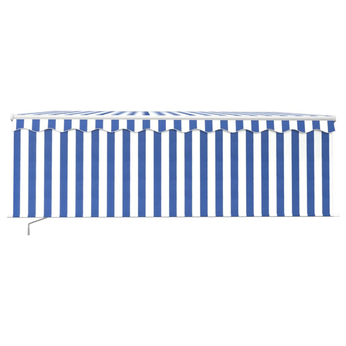 Copertină retractabilă manual cu stor&LED, albastru&alb, 4,5x3m - WALTI WALTI