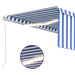 Copertină retractabilă manual cu stor&LED, albastru&alb, 4,5x3m - WALTI WALTI