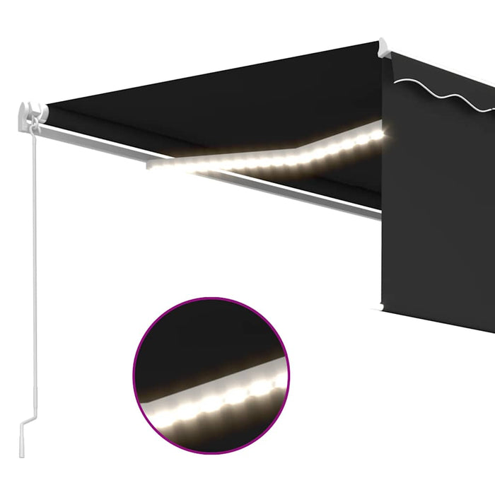Copertină retractabilă manual cu stor&LED, antracit, 4,5x3 m - WALTI WALTI