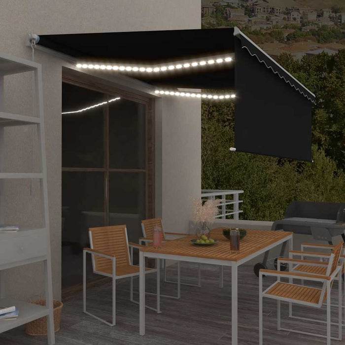 Copertină retractabilă manual cu stor&LED, antracit, 4,5x3 m - WALTI WALTI