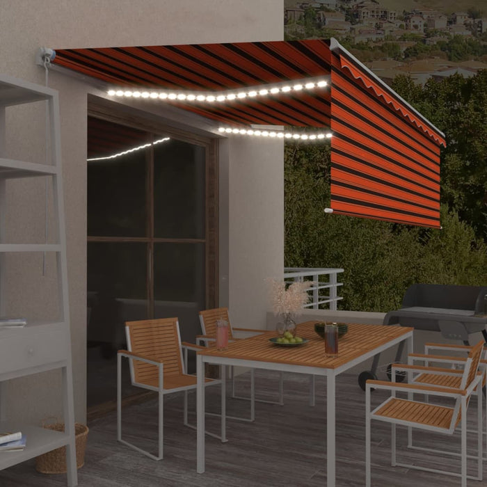 Copertină retractabilă manual stor&LED portocaliu&maro, 4,5x3 m - WALTI WALTI