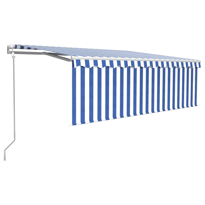 Copertină retractabilă automat cu stor, albastru&alb, 4,5x3 m - WALTI WALTI